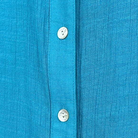 I.N. Studio | Teal Roll-Tab Sleeve Blouse Top | Pocket Detail | Size PS - Picture 4 of 9